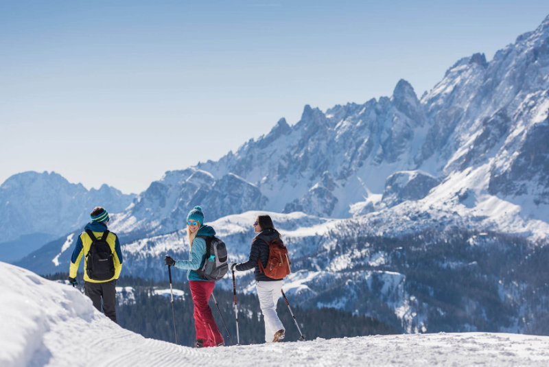 Winter hiking in the Dolomites of Sexten