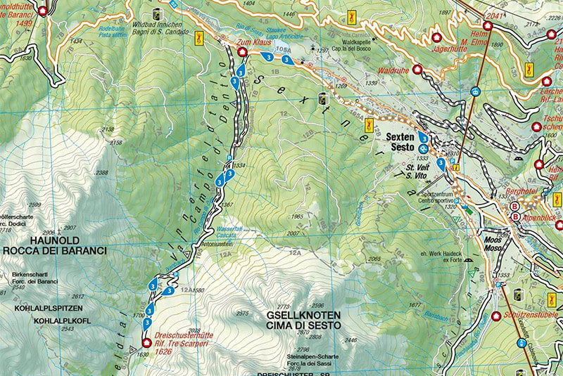 Cartina: Gita in mountain bike: Rifugio Tre Scarperi - Val Campo di Dentro