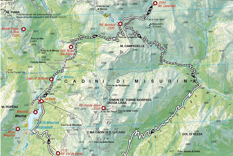 Map: MTB tour with view to the Three Peaks