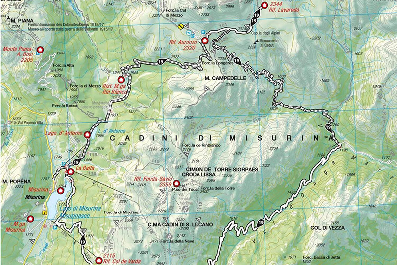 Karte: Mountainbike-Tour: Drei Zinnenblick