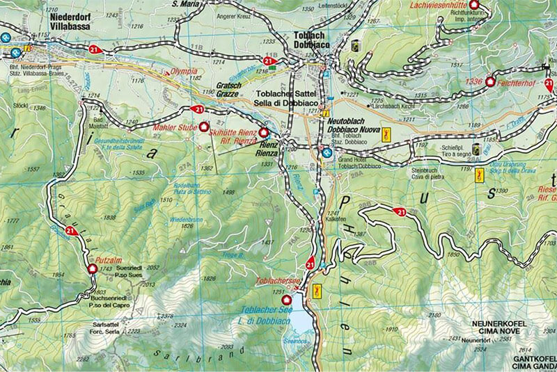 Karte: Mountainbike-Tour: Von Innichen zur Putzalm ins Pragsertal