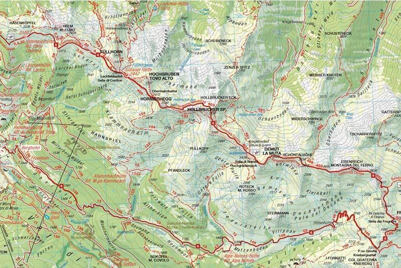 Cartina: Escursione all'Alta Via Carnica
