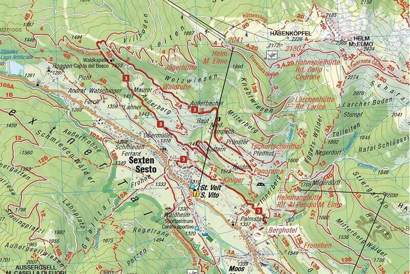 Karte: Der Sextner Besinnungsweg zur Waldkapelle