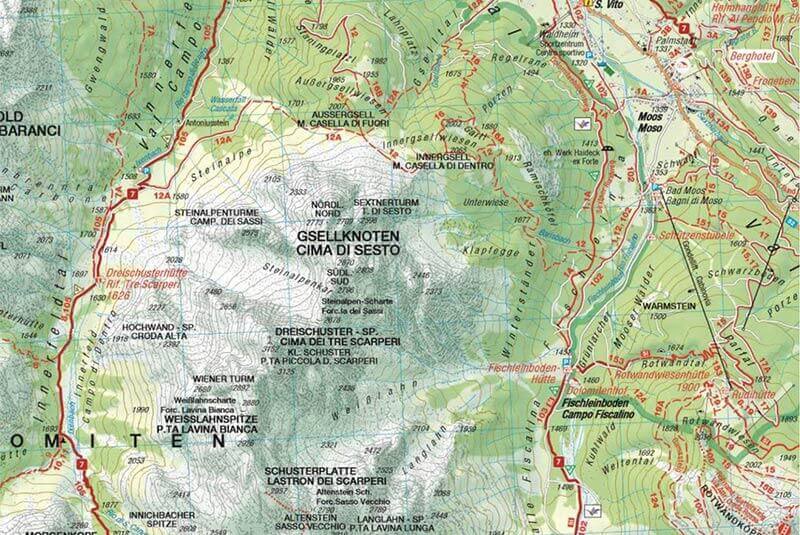 Cartina: Traversata Val Campo di Dentro - Val Fiscalina