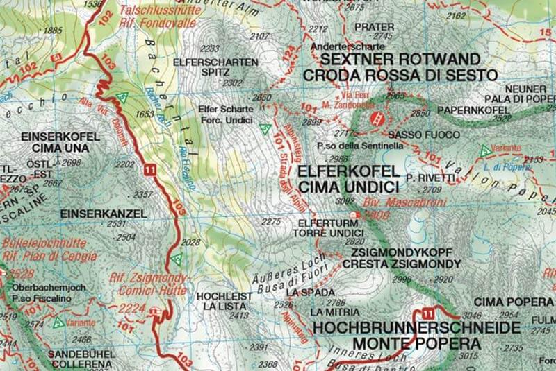 Cartina: Escursione sul Monte Popera