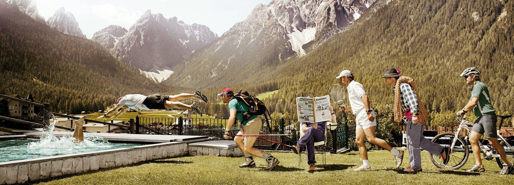 Schwimmen - Rennen - Wandern - Nichts tun - Tennis - Klettern - Radfahren