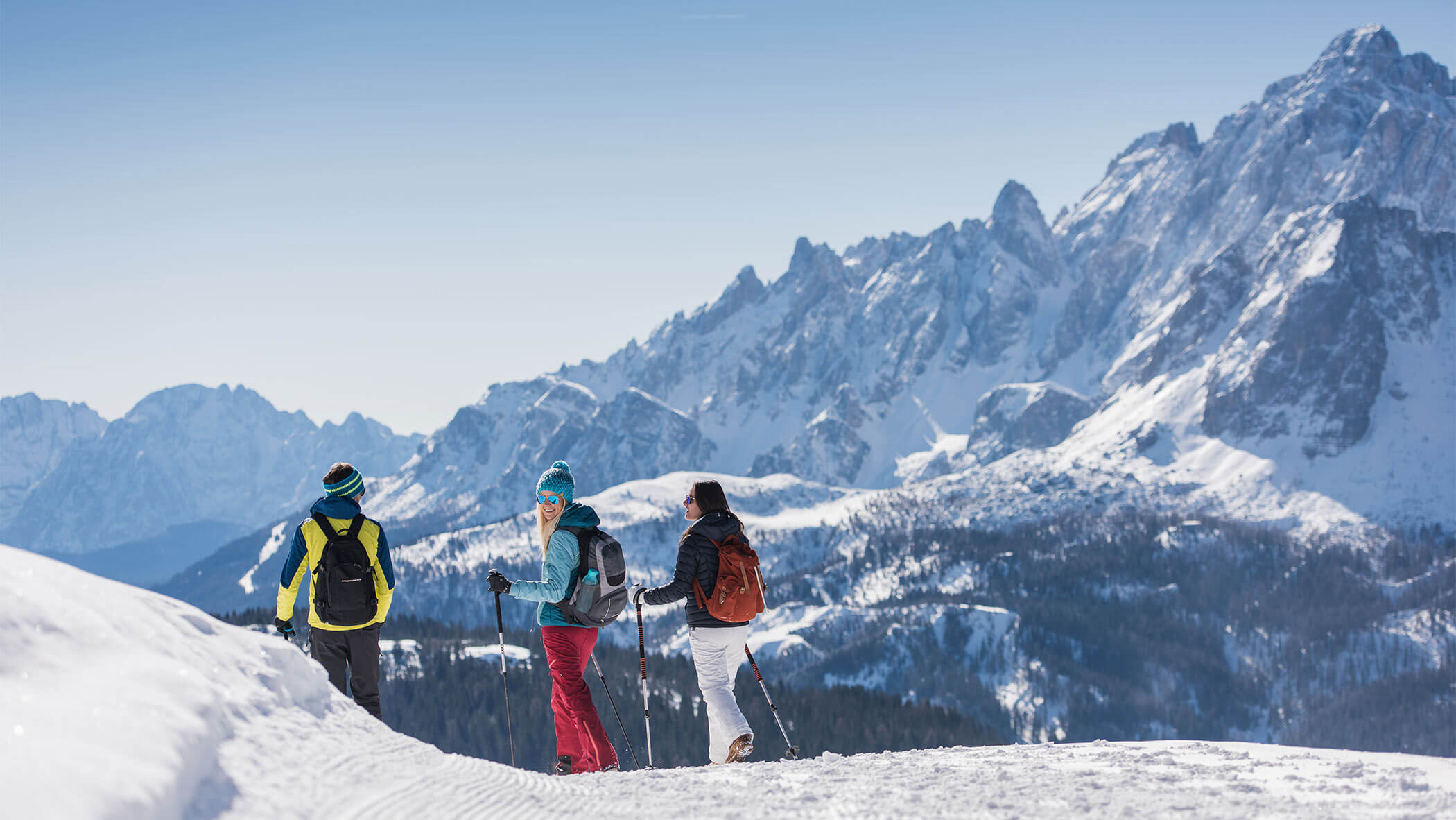 Winter hiking in the Dolomites of Sesto