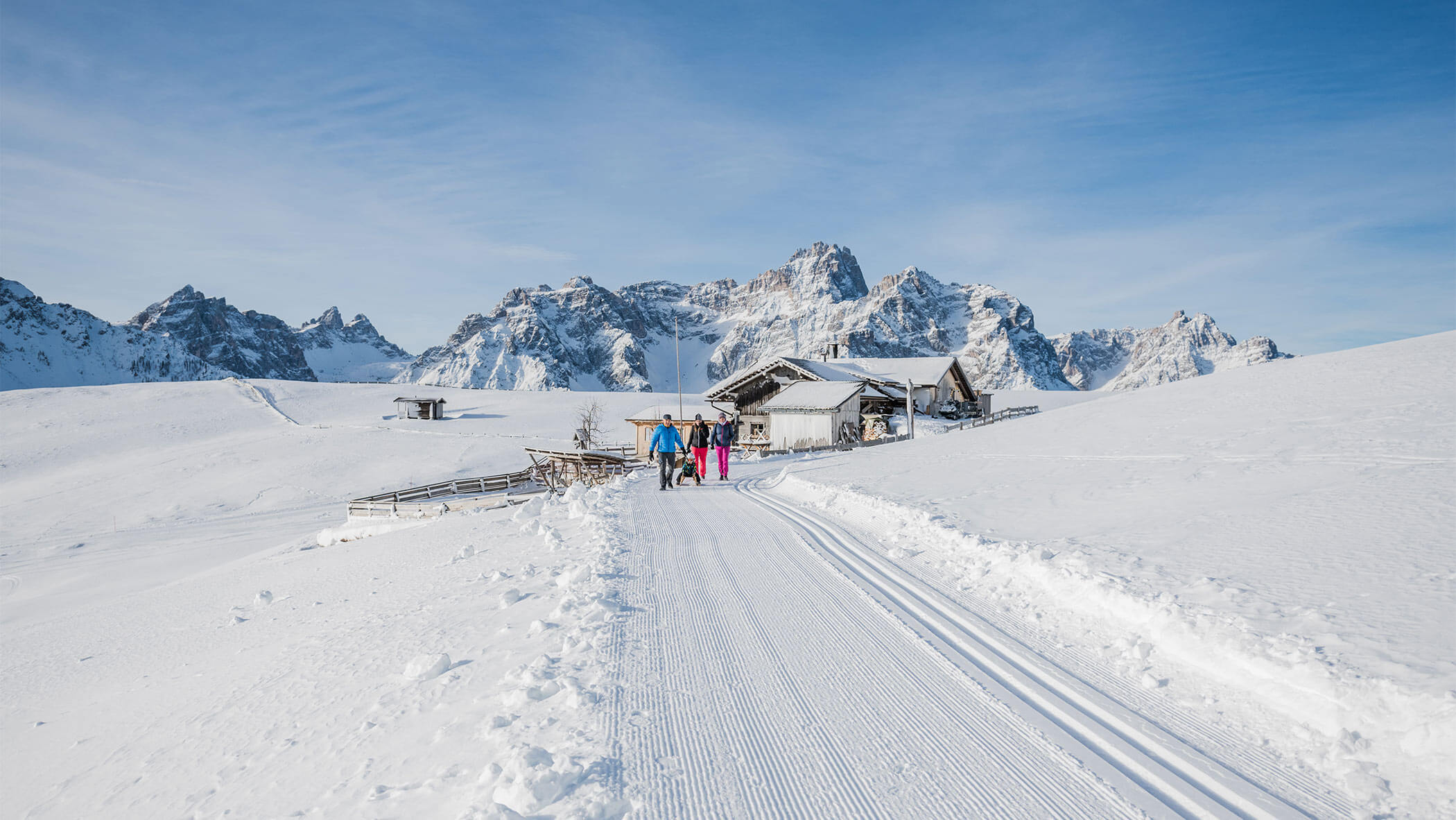 Winter hiking in the Dolomites of Sesto
