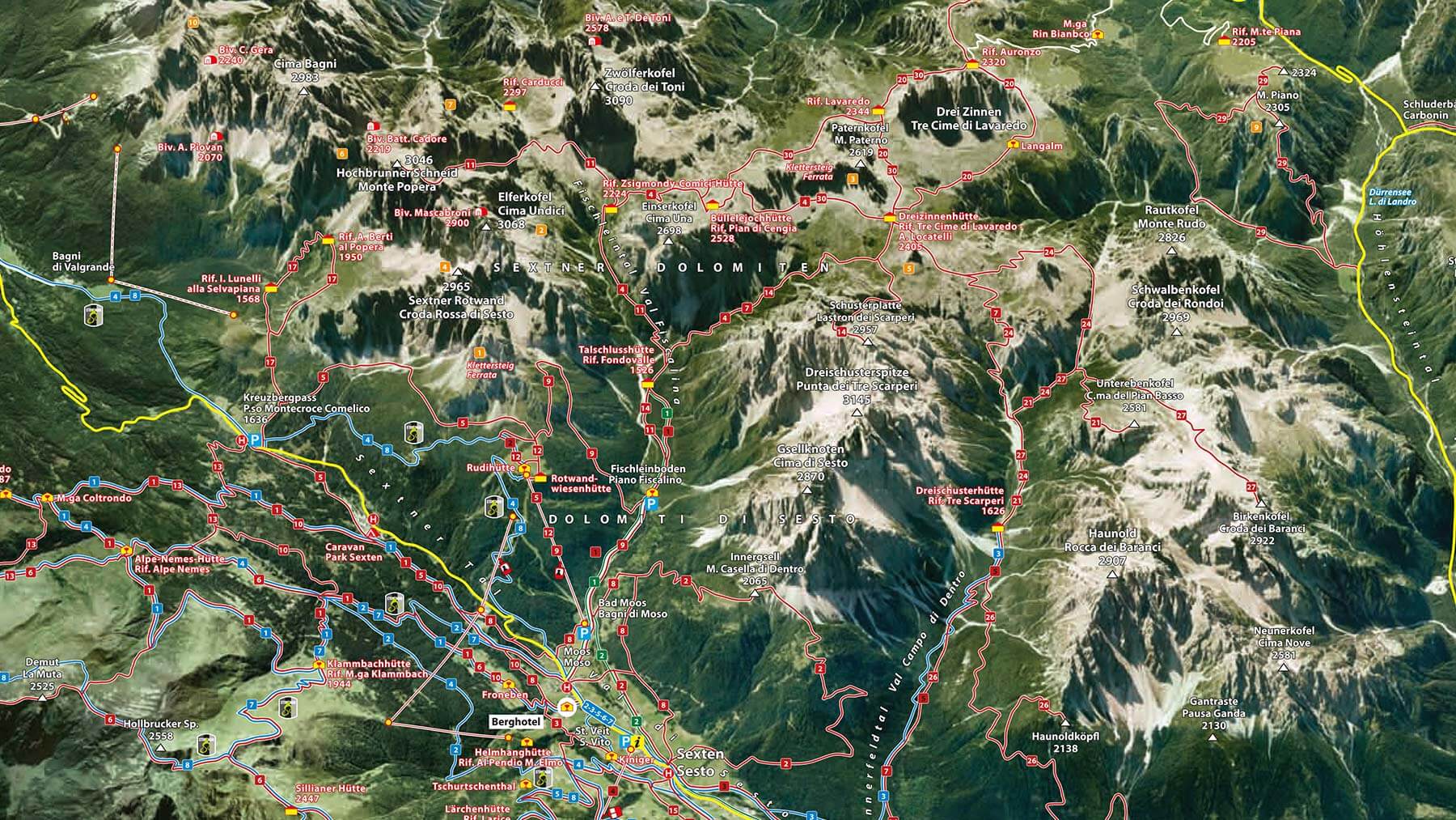 Vom Berghotel zu den Drei Zinnen - Karte
