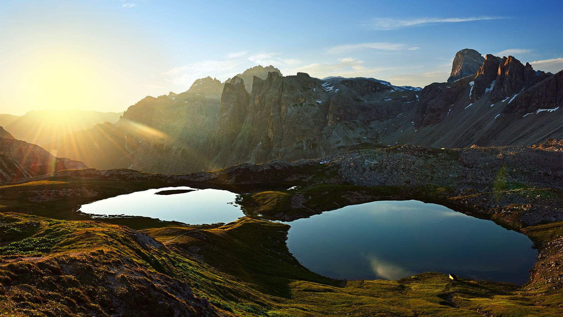 lakes below the Three Peaks hut