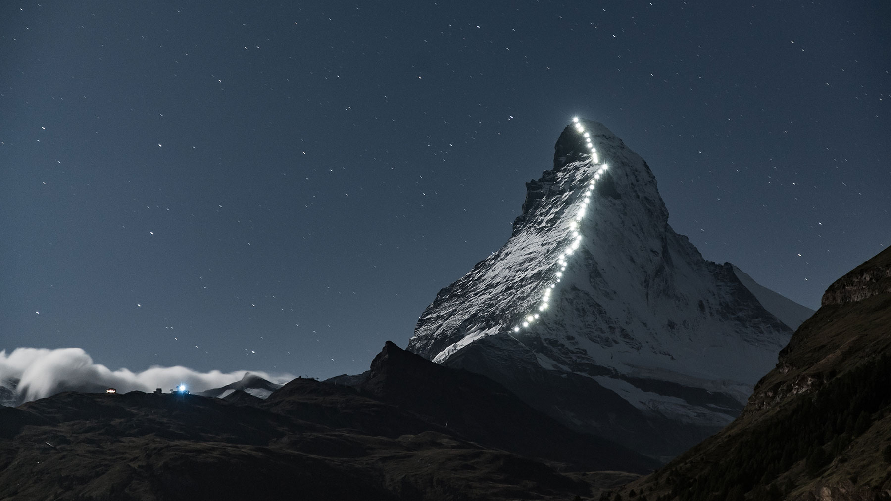 Sesto-Zermatt mountain at night