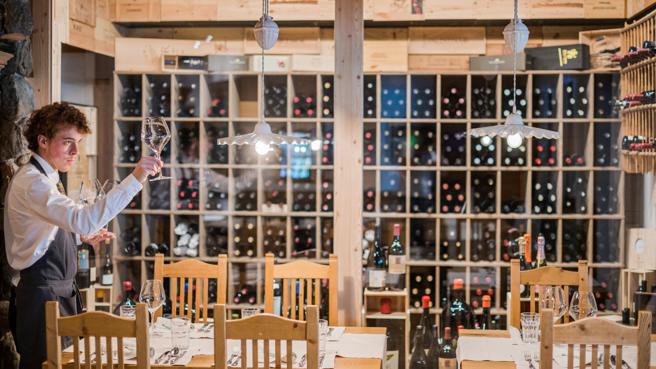 Our huge regional wine selection in the dining room