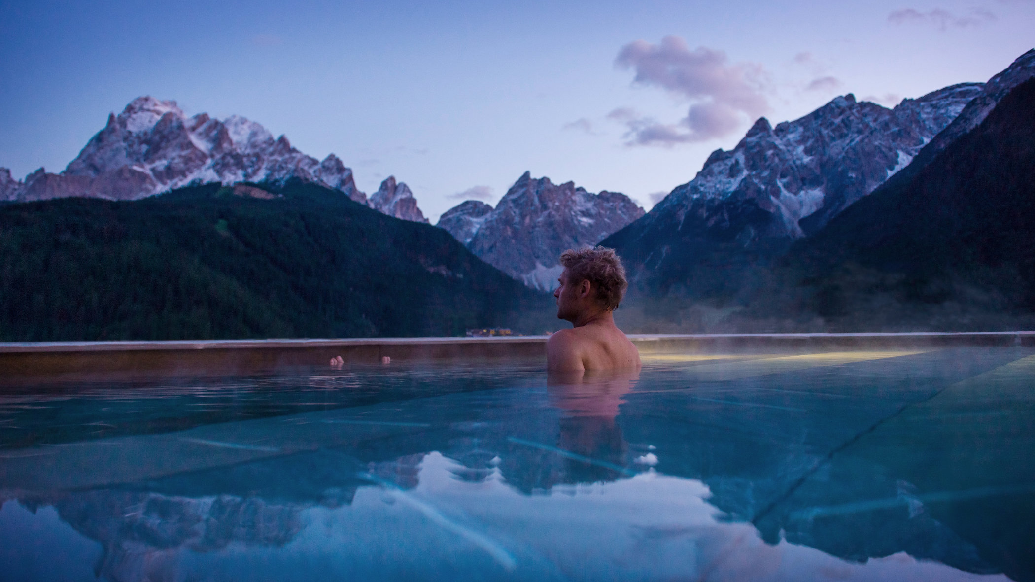 Our outdoor whirlpool at night