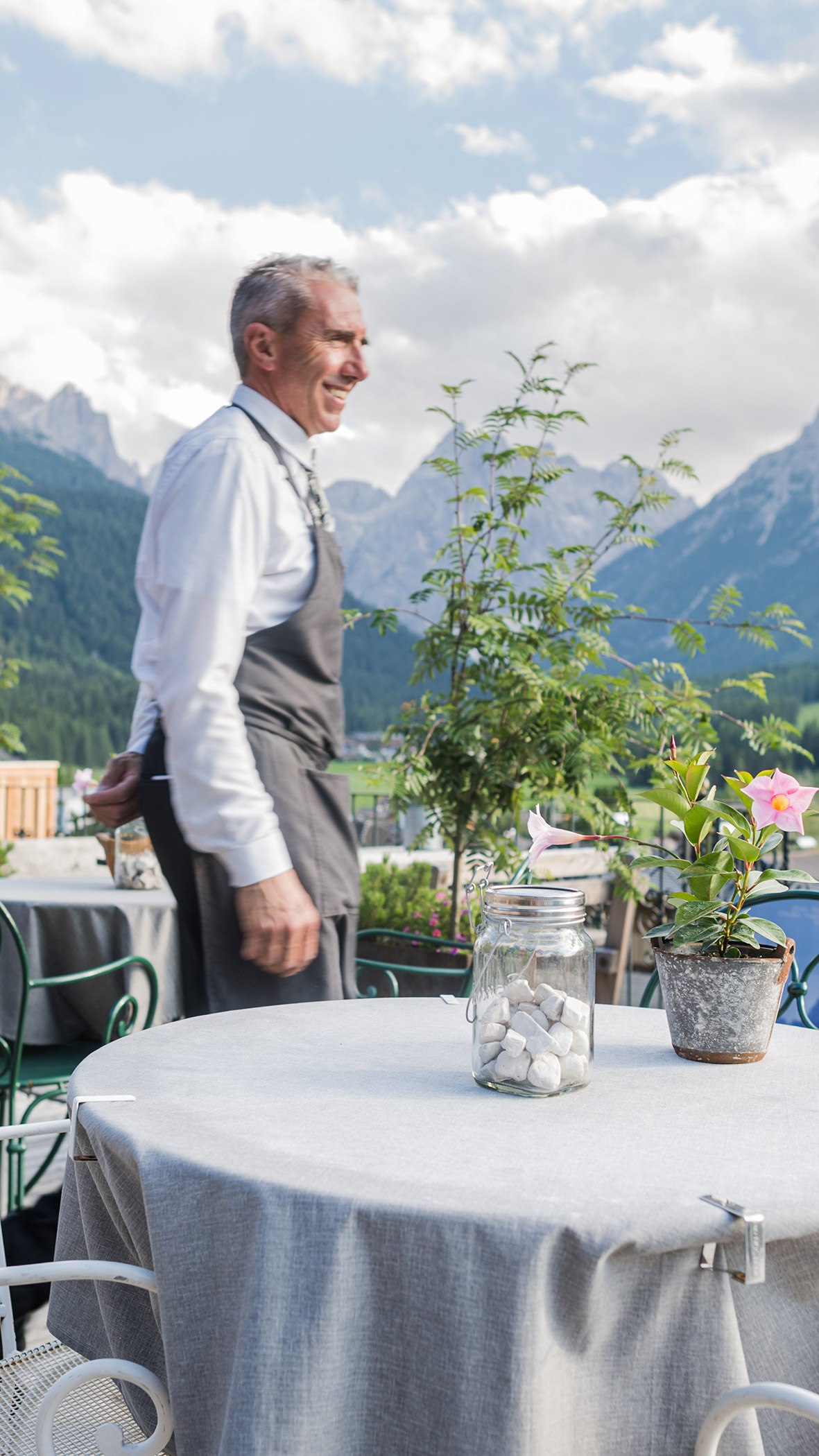 The panoramic terrace of the Berghotel with Mauro