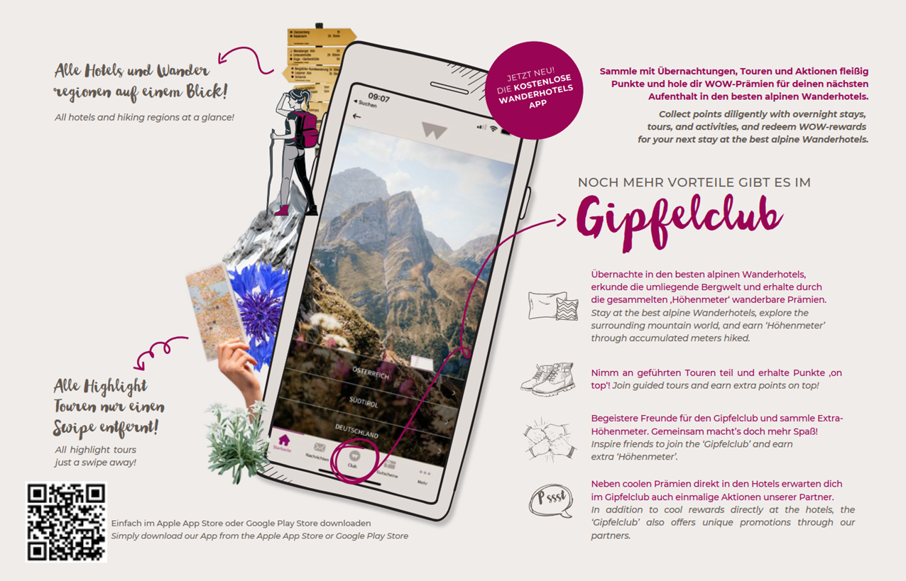 Neu: Wanderhotel App & Gipfelclub